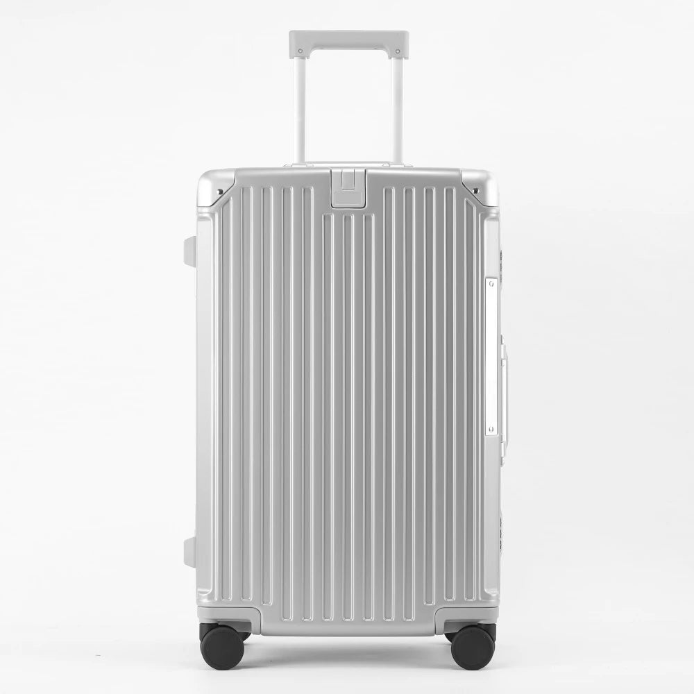 PC Material Rolling Luggage Aluminum Frame — Black | KIMLUD