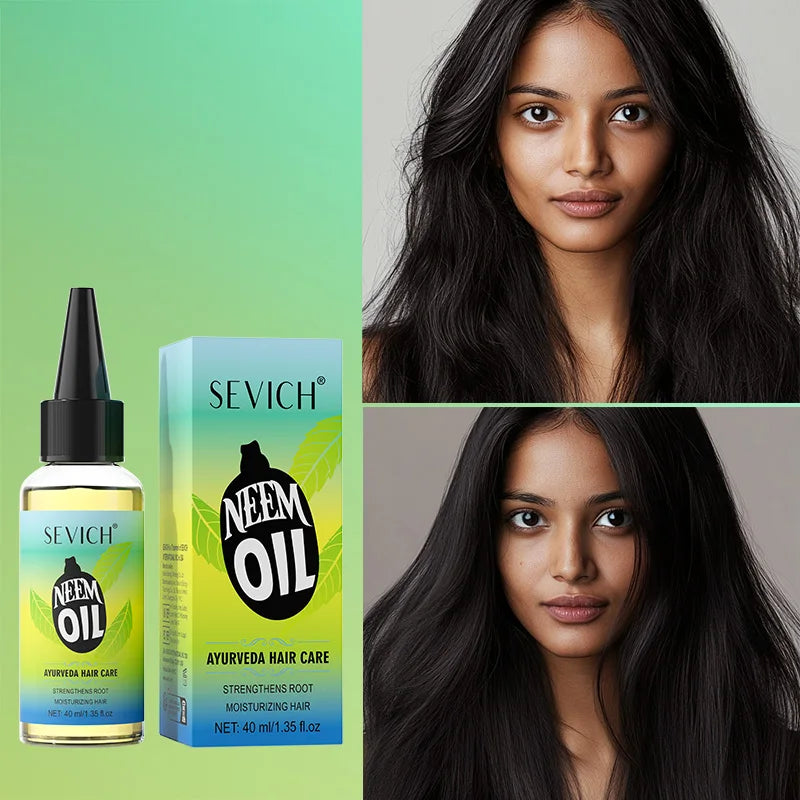 Ayurvedic Neem Hair Growth Oil Set With Scalp Massager Comb For Nourished Roots — Emerald | KIMLUD