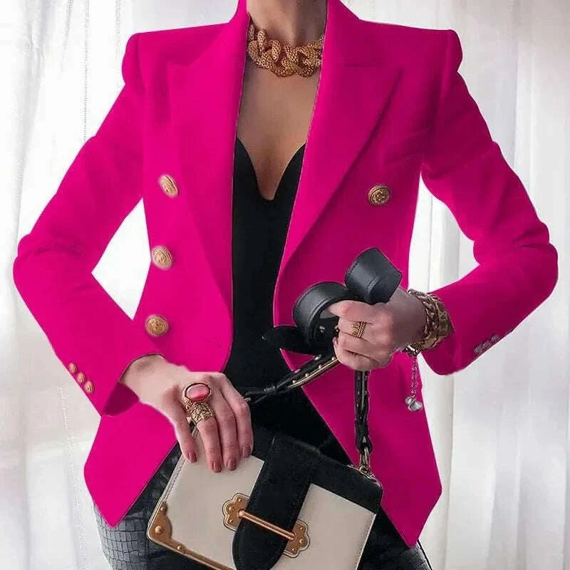 KIMLUD, Women's Small Blazer Jacket 2025 Spring Autumn Casual Office Elegant Ladies Suit Coat High-end Double-breasted Lady Outerwear, KIMLUD Womens Clothes