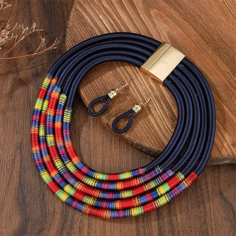 Jewelry Set Multi-Layer Woven Zinc Alloy Gold | KIMLUD