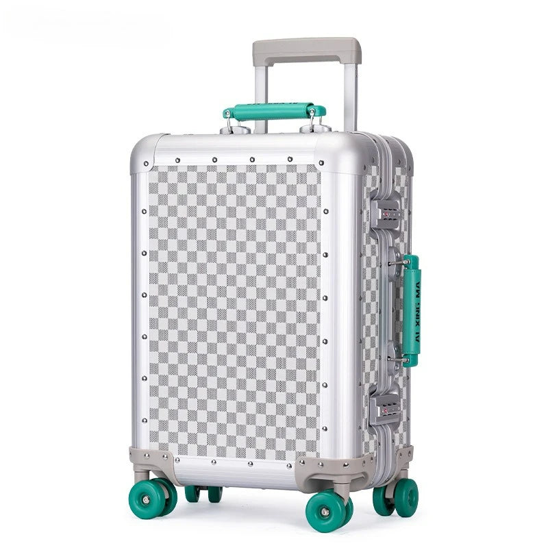 Aluminum Magnesium Alloy Rolling Suitcases — Silver | KIMLUD
