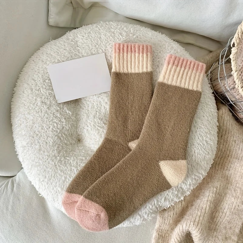 Fleece-Lined Thick Socks Mid-Calf — Assorted Colors | KIMLUD
