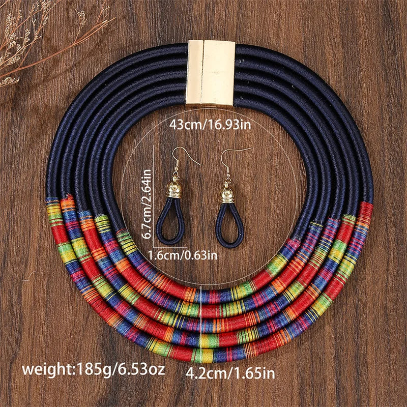 Jewelry Set Multi-Layer Woven Zinc Alloy Gold | KIMLUD