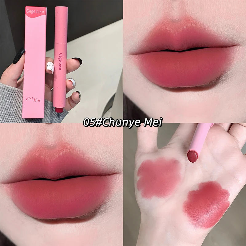 Gege Bear Pink Matte Lipstick Pen Matte Matte Long-lasting Whitening Lip Gloss