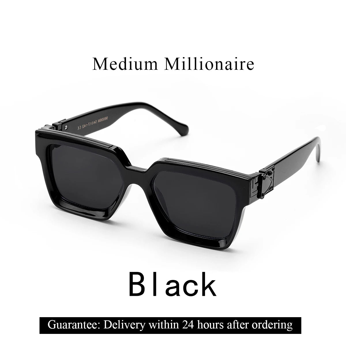 Retro Square Sunglasses Millionaire Shades — Black | KIMLUD