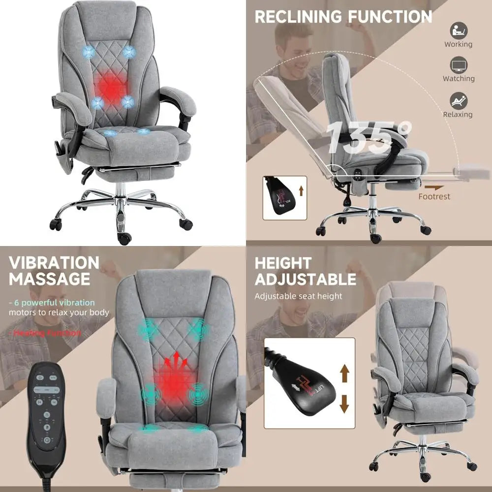 KIMLUD, Heated Vibration Massage Reclining Swivel Desk Chair with 6 Points and Adjustable Features for Comfortable Computer Use, KIMLUD Womens Clothes