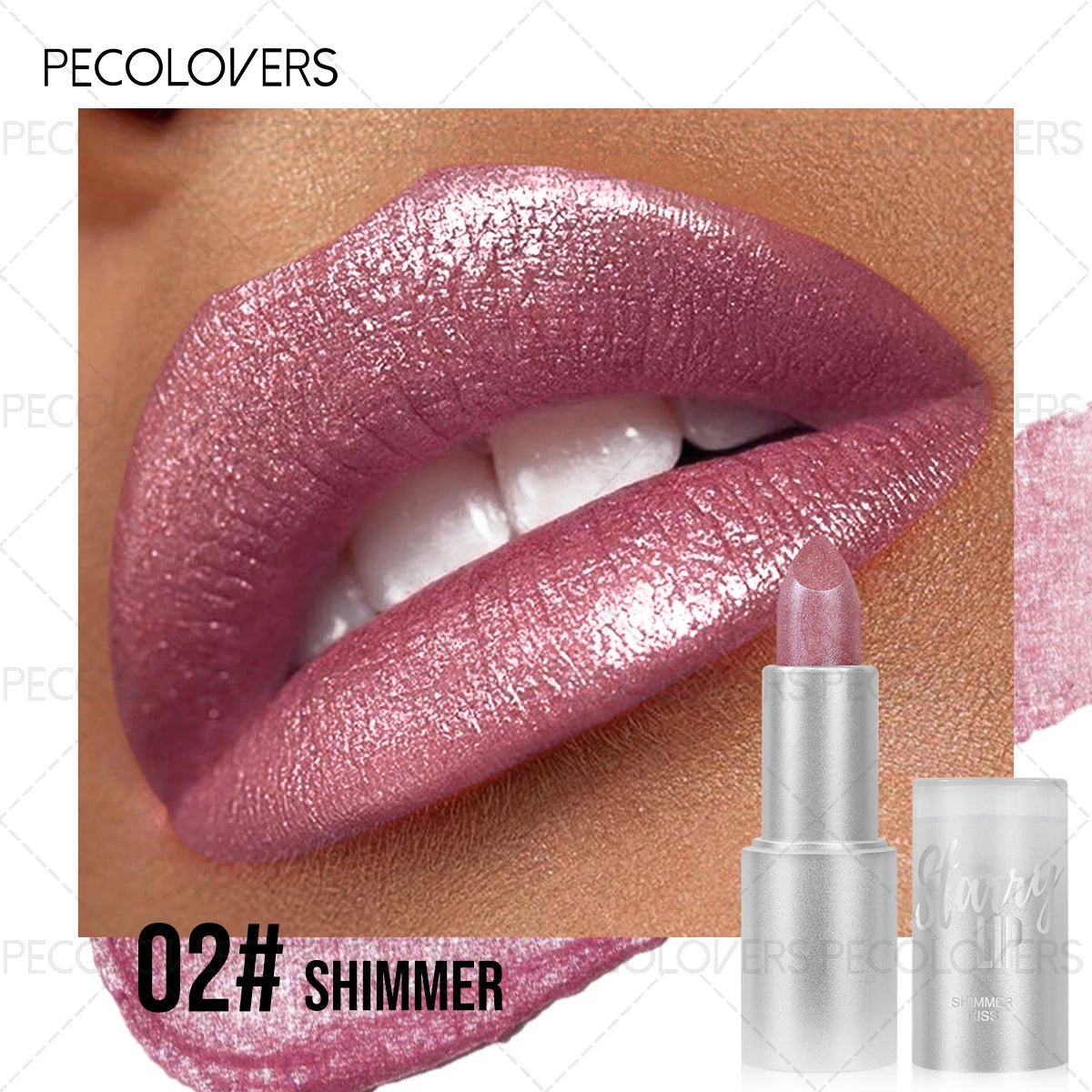 Pearlescent Glitter Lipstick Long-Lasting Shine With Sparkling Finish — Iridescent | KIMLUD