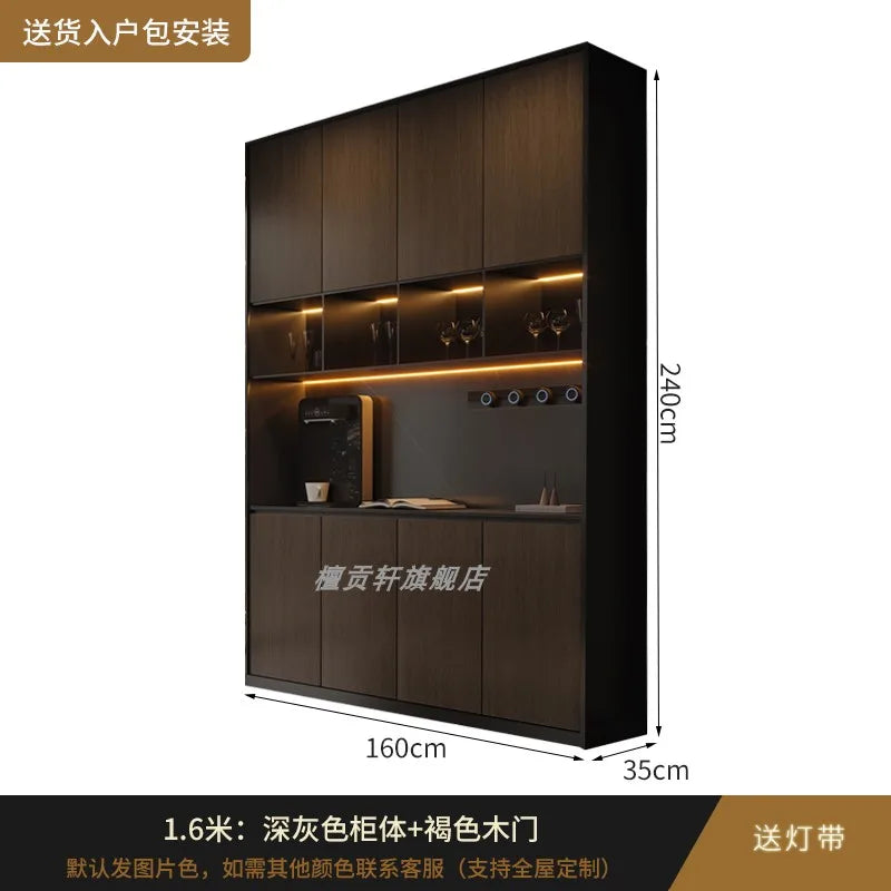 Minimalist Modern Storage Cabinet With Glass Panels — Espresso | KIMLUD
