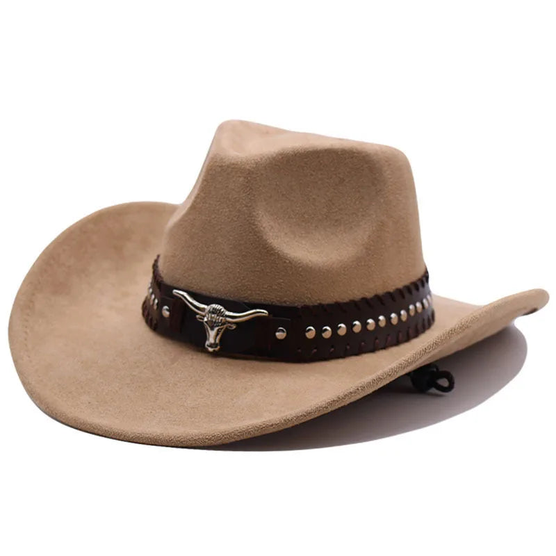 Felt Western Cowboy Hat With Bullhead Rivets — Sand | KIMLUD