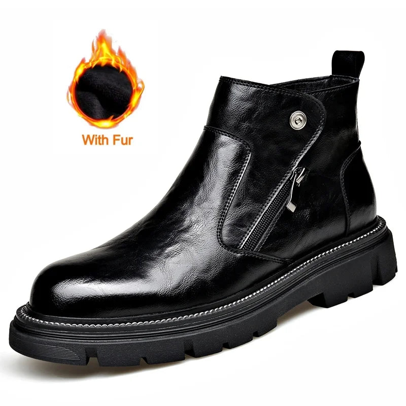 Men's Leather Boots – Non-Slip High Top Casual – Genuine Leather | KIMLUD