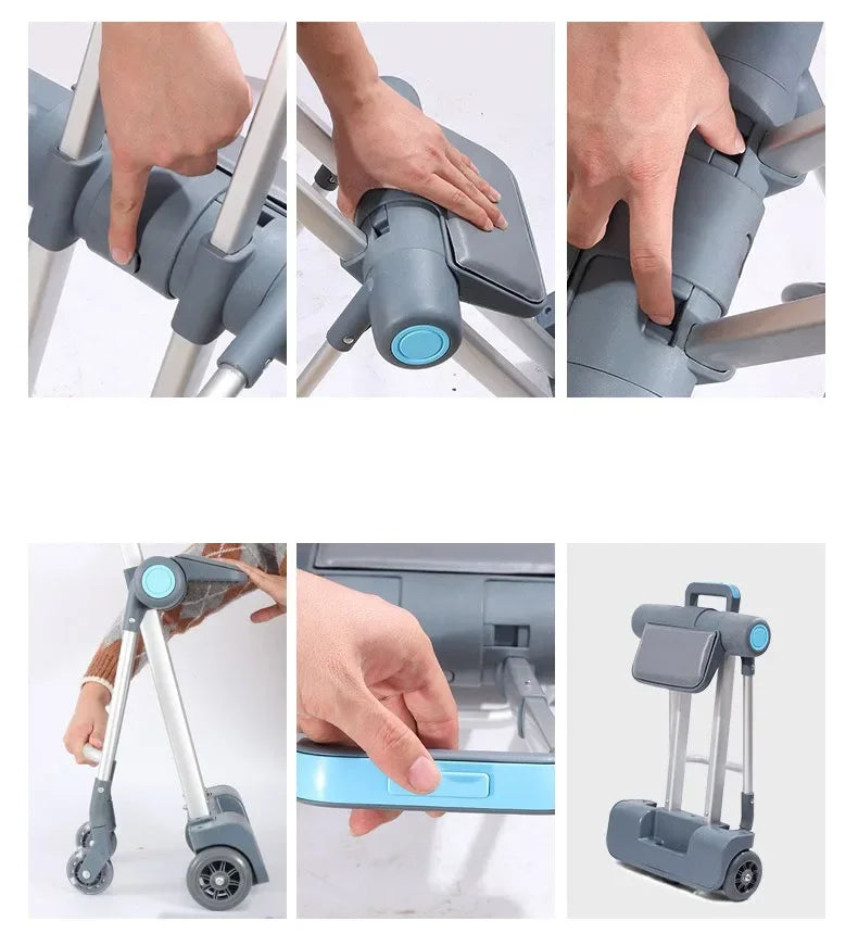 Waterproof ABS Carry-On Luggage For Kids Travel Companion With Multi-Function Design — Sky-Blue | KIMLUD