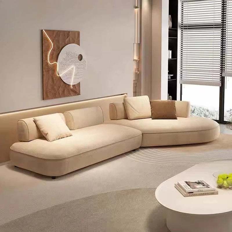 Italian Luxurious Living Room Modular Sofa Set with High-end Villa Quality Velvet Design Curved Sofa