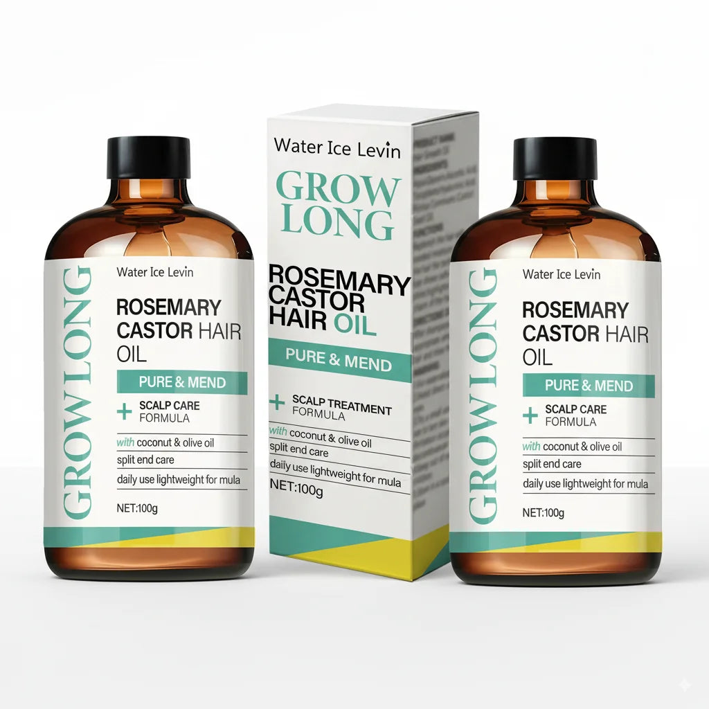 Rosemary-Infused Castor Hair Oil For Scalp Care And Split Ends — Clear | KIMLUD