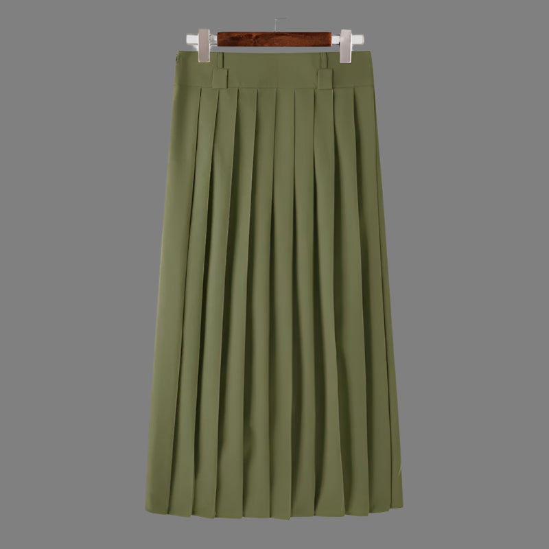 2024 Men Casual Skirts Solid Color Pleated Zipper Loose Trousers Personality Streetwear Leisure Fashion Men Skirts S-5XL INCERUN