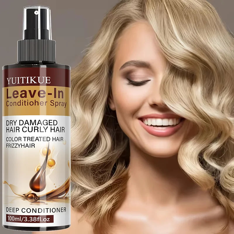 YUITIKUE Leave-In Conditioner Spray 100ml for Dry, Damaged, Curly & Color-Treated Frizzy Hair