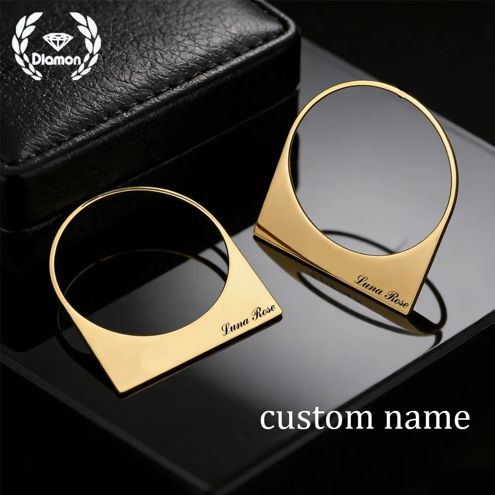 Diamon Custom Name African Large Hoop Earring Gold Color Stainless Steel Earrings Middle East Dubai Women Jewelry Handmade Gift