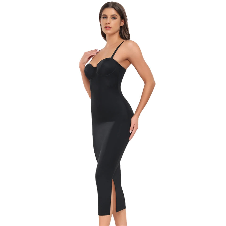 Wechey Slip Dress Tummy Control Shapewear Women Slimming Body Push Up Bras Lifts Breasts Underwear Slit Hemline