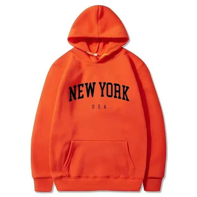 Hoodies – City Letter Graphic – Polyester – Loose Casual | KIMLUD