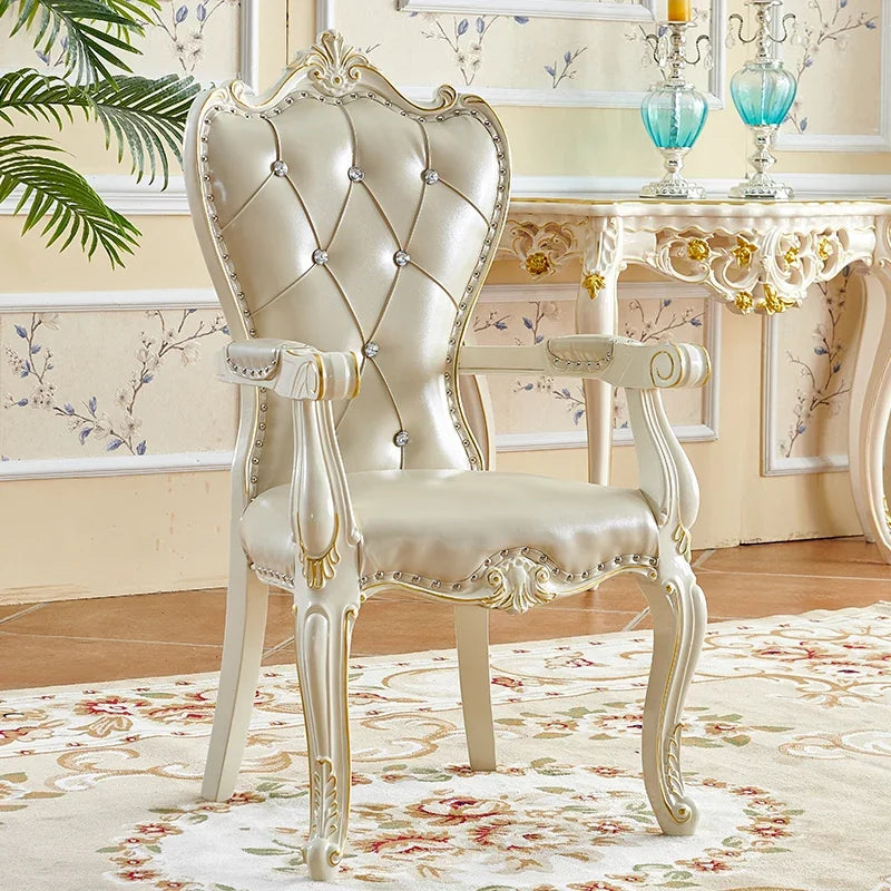 X European Solid Wood Dining Chair Princess Lazy Throne Luxury Lounge Chair Fashion Butterfly Ergonomic Muebles Entrance Furnitu