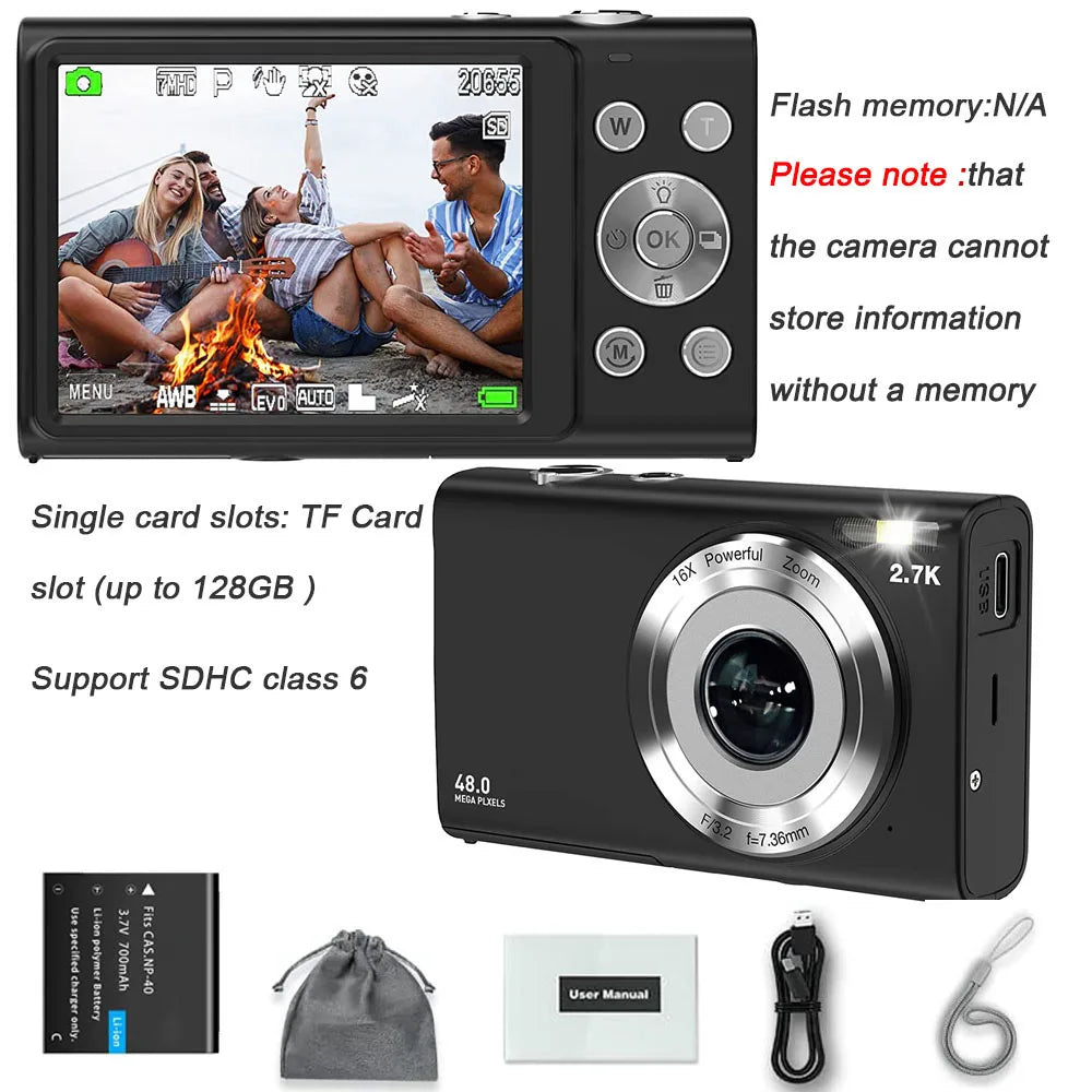 Plastic Vlogging Camera 4K Autofocus — Pink | KIMLUD