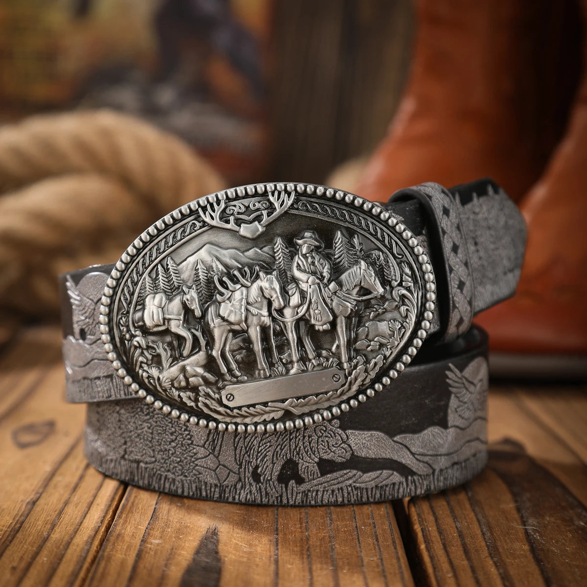 Belts – PU Belt With Alloy Buckle – Western Style | KIMLUD