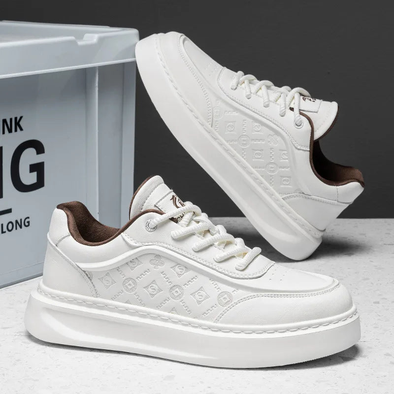 Designer Shoes for Men Leather Casual Platform Shoes White Flat Skateboard Shoes Youth Street Fashion Sneakers