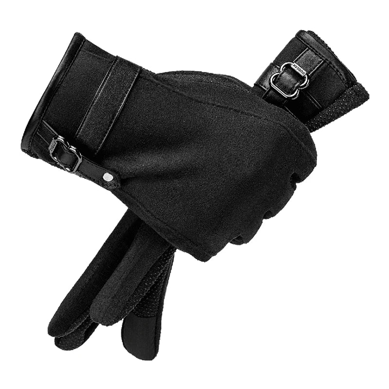 KIMLUD, BISON DENIM Winter Men's Cycling Gloves Outdoor Running Motorcycle Touch Screen Fleece Gloves Non-slip Warm Full Fingers Mittens, black / One Size, KIMLUD Womens Clothes