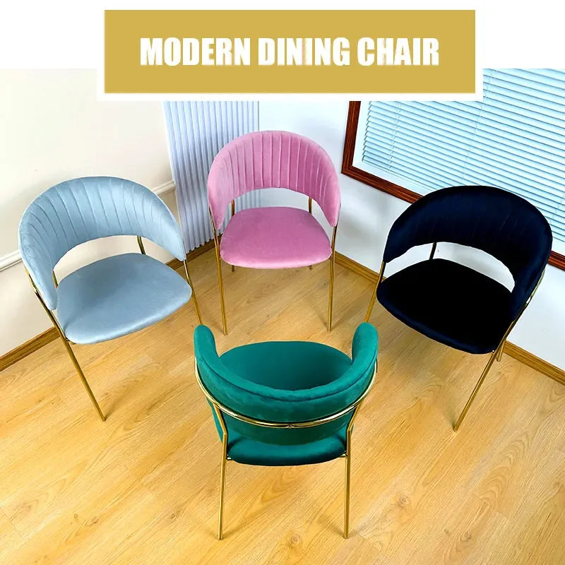 A Italian Style Modern Elegant White Cream Home Metal Legs Armrest Cafe Restaurant Chair Black Modern Velvet Dining Room Chairs