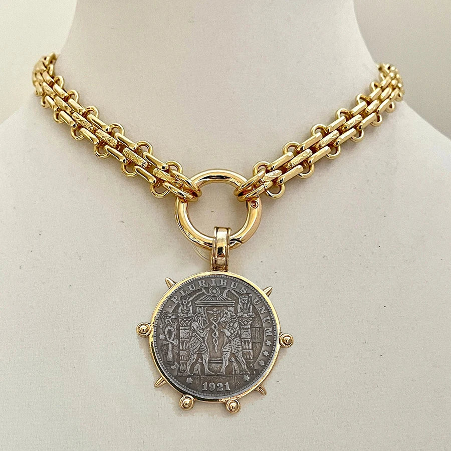 Copper Orla Coin Pendant Necklace — Copper | KIMLUD