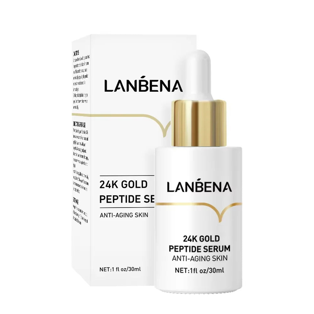 24K Gold Infused Serum Six Peptides Firming Wrinkle Repair — Clear | KIMLUD