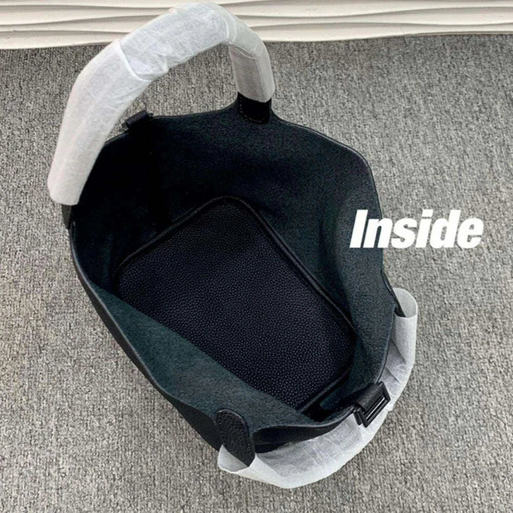 KIMLUD, Various Genuine Leather Luxury Bag Fashion Women's Handbag Vegetable Basket Style Portable Women Bucket Bag with Lock, KIMLUD Womens Clothes