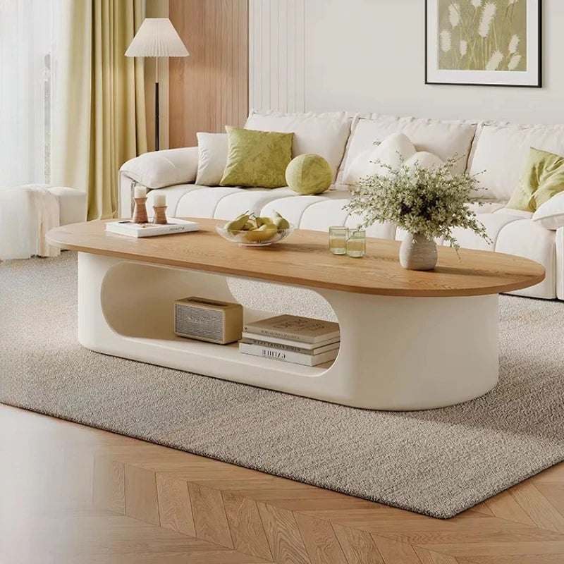 Minimalist Ellipse Coffee Table For Compact Living Rooms With Subtle Modern Aesthetic — Walnut | KIMLUD