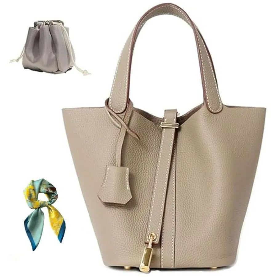 Bucket Bag – Lock Design – Top-Handle Tote | KIMLUD