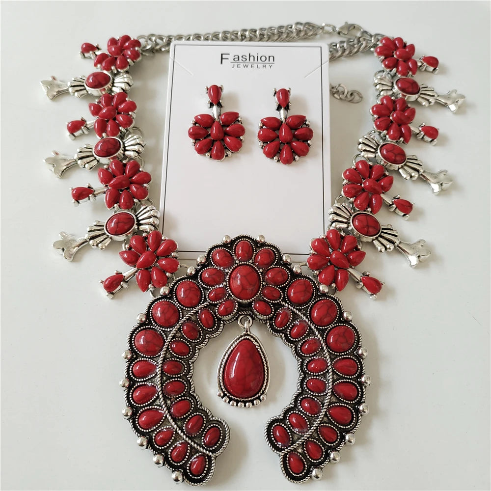 Jewelry Set – Boho Ethnic Turquoise – Resin – Turquoise | KIMLUD