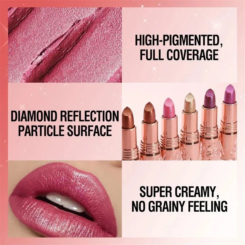 Pearlescent Lip Gloss 3 In 1 Lipstick Long Lasting Shine — Rose Pink | KIMLUD