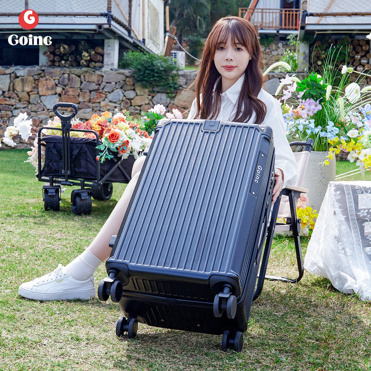 Trolley Luggage Bag Combination Lock Zipper Travel Suitcase on Wheels Large Capacity ABS+PC Lightweight Luggage