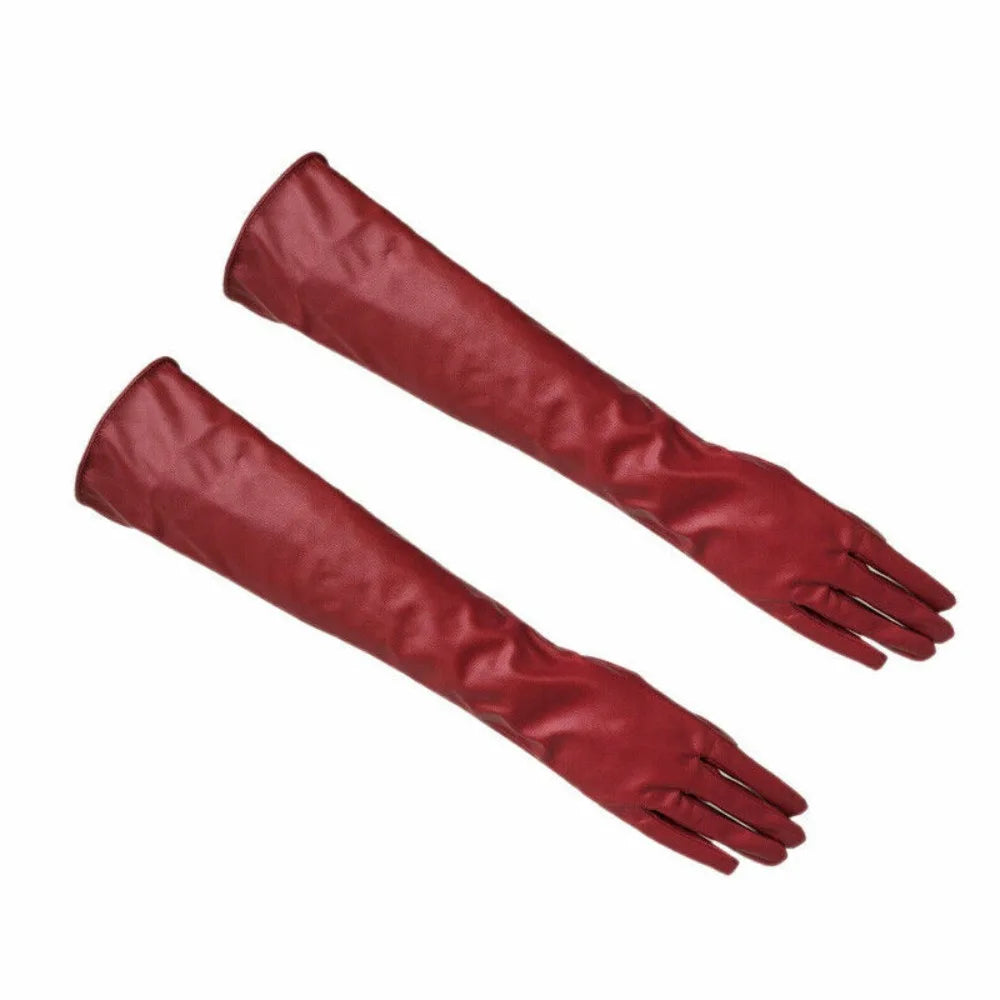 Long Elbow Gloves – Soft Lined – Synthetic Leather | KIMLUD