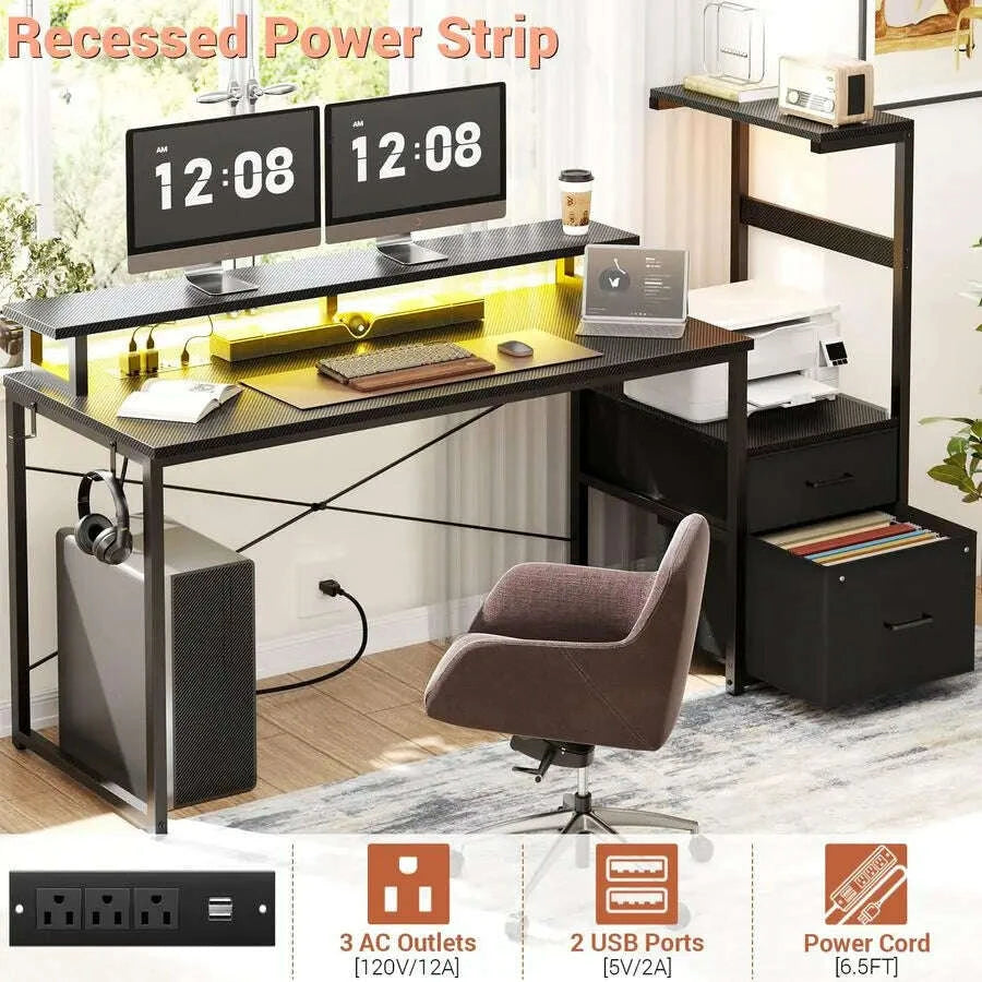 gaming-desk-with-led-strip-amp-power-outlet-59inch-reversible-computer-desk-with-monitor-stand-amp-storage-shelves-home-officekimludkimlud-35571186