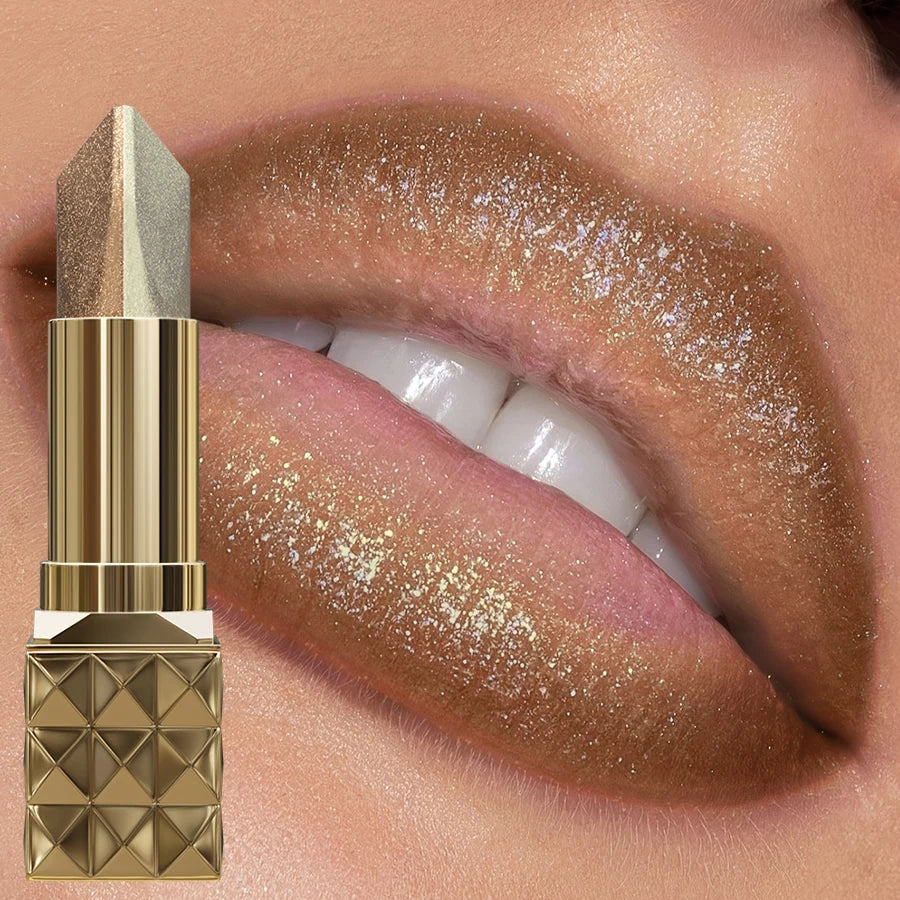 Glitter Two-Tone Lipstick Matte — Rose Mauve | KIMLUD