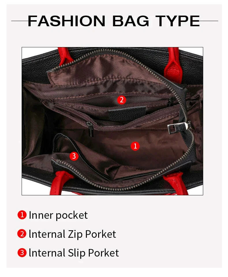 KIMLUD, Aidrani Fashionable women's large capacity handbag with letter print design, made of cowhide material, square, black, KIMLUD Womens Clothes