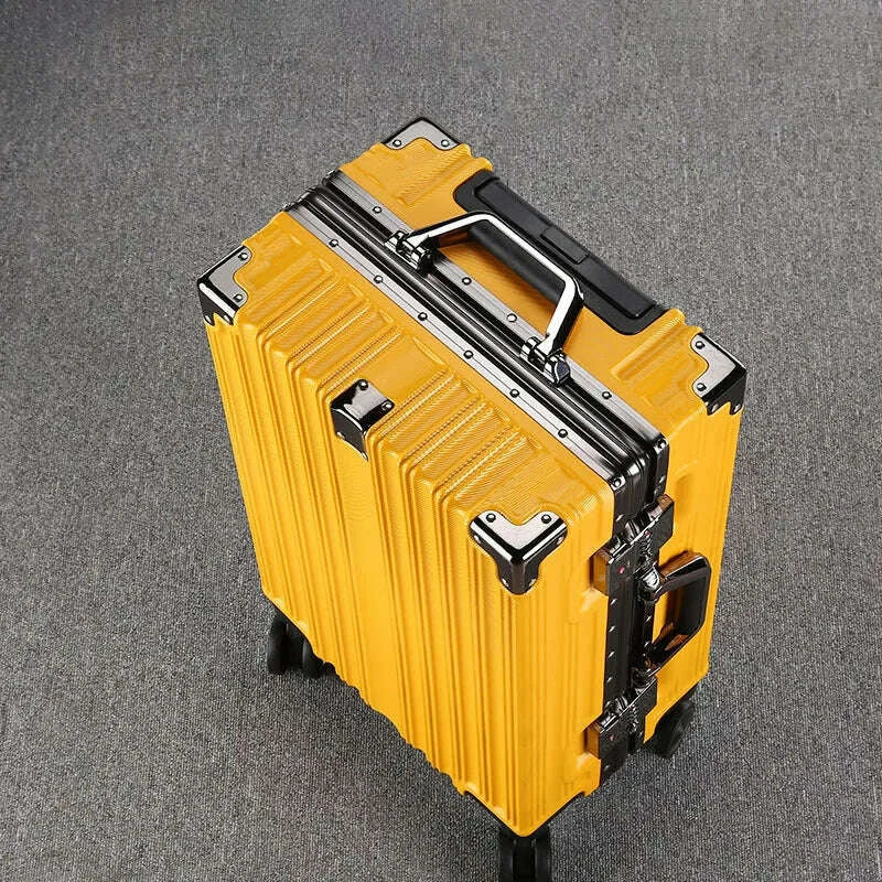 KIMLUD, Aluminum Frame Suitcase 20 inch Boarding Cabin Rolling Luggage Trolley Case Password Suitcases on Wheels Men and Women Students, KIMLUD Womens Clothes