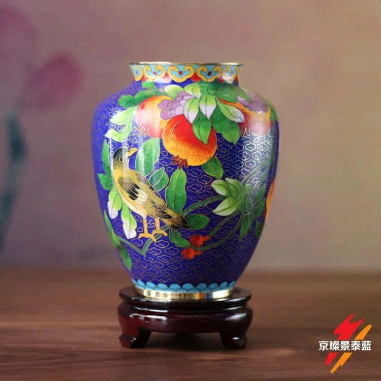 KIMLUD, Handmade Cloisonn Flower Vase, Copper Body Wire Wound, Enamel Plant Vase, Desktop Decorative, Exquisite Workmanship, Room Decor, KIMLUD Womens Clothes
