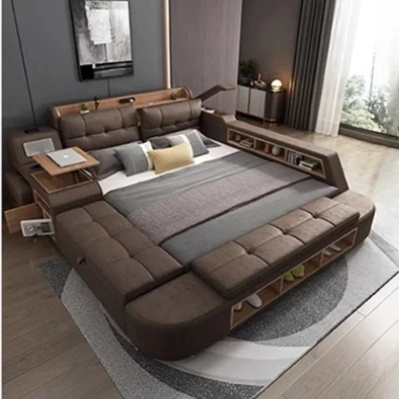 Nordic Multifunctional King Size Bed with Drawers for Bedroom or Backyard Furniture