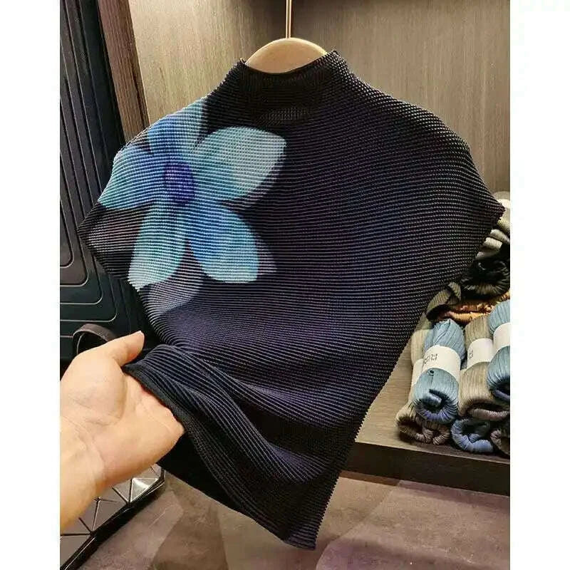 gvuw-pleated-womens-t-shirt-slim-fit-gradient-color-stand-collar-short-sleeve-female-casual-comfortable-top-2025-spring-17j0413kimlud-womens-fashion-34606182