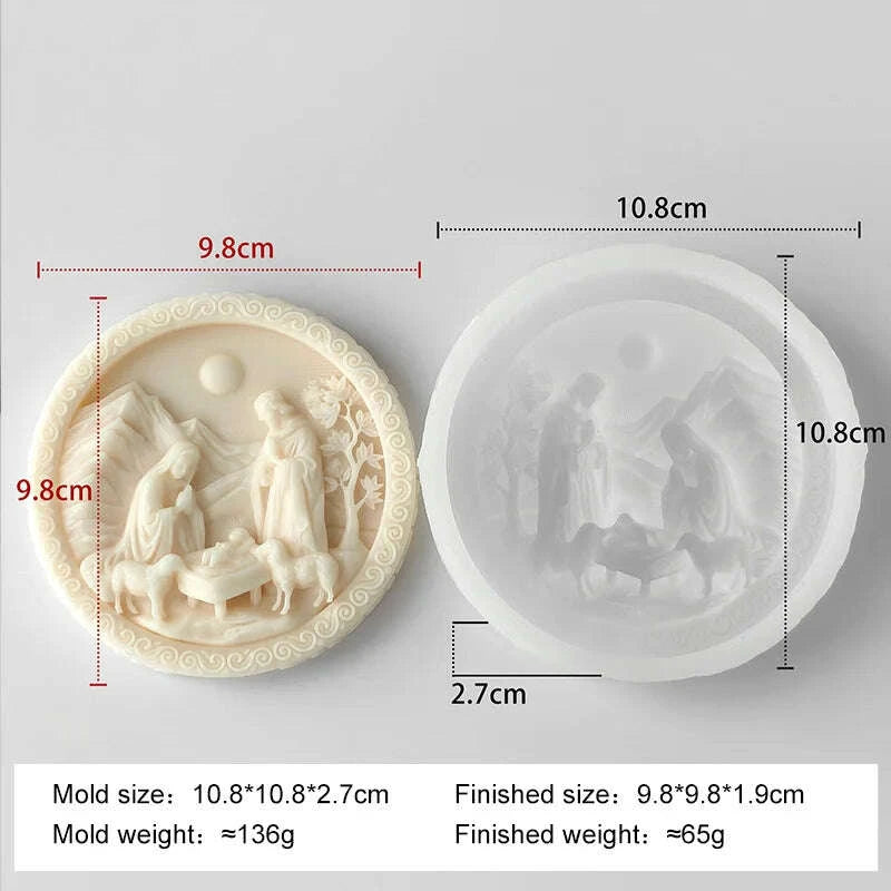 KIMLUD, DIY Jesus Family Aroma Candle Silicone Mold Handmade Soap Plaster Epoxy Ornament Mold Chocolate Biscuit Baking Mould, KIMLUD Womens Clothes