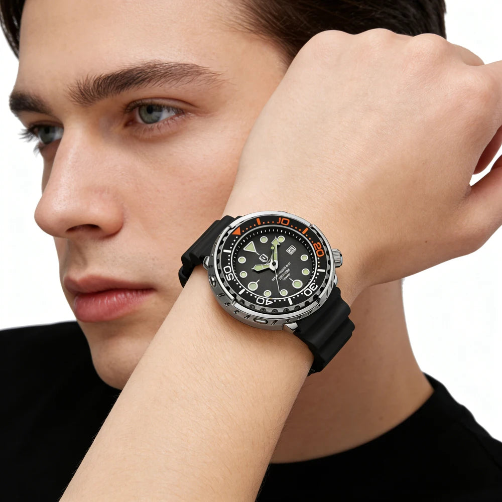 Silicone Strap Sports Wristwatch Luminous Hands Date Window — Midnight Black | KIMLUD