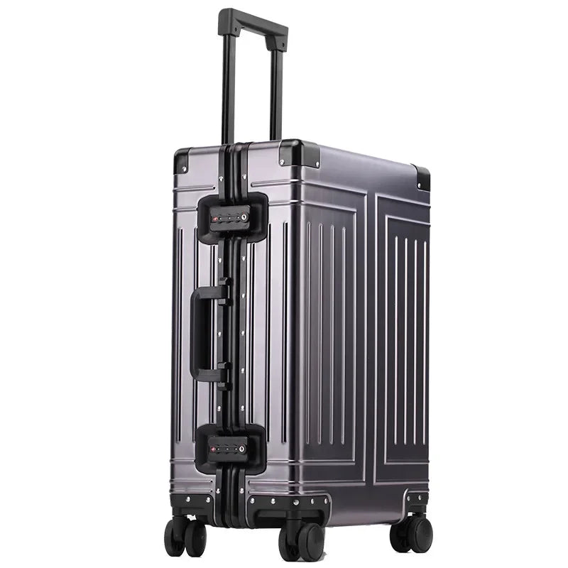 Aluminum Magnesium Alloy Boarding Box Suitcase — Black | KIMLUD