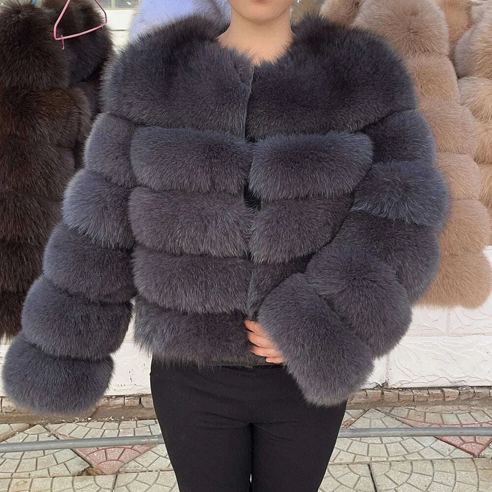 KIMLUD, QUEENTINA Fox Fur Coat Real Winter Women'S New Fashion Furry 2025 Leather And Skin White Clothing Natural New In Coats & Jackets, KIMLUD Womens Clothes