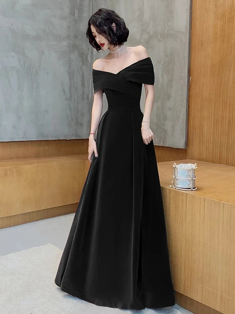 Velvet Maxi Dress – Off Shoulder – Maxi – Wine Red | KIMLUD