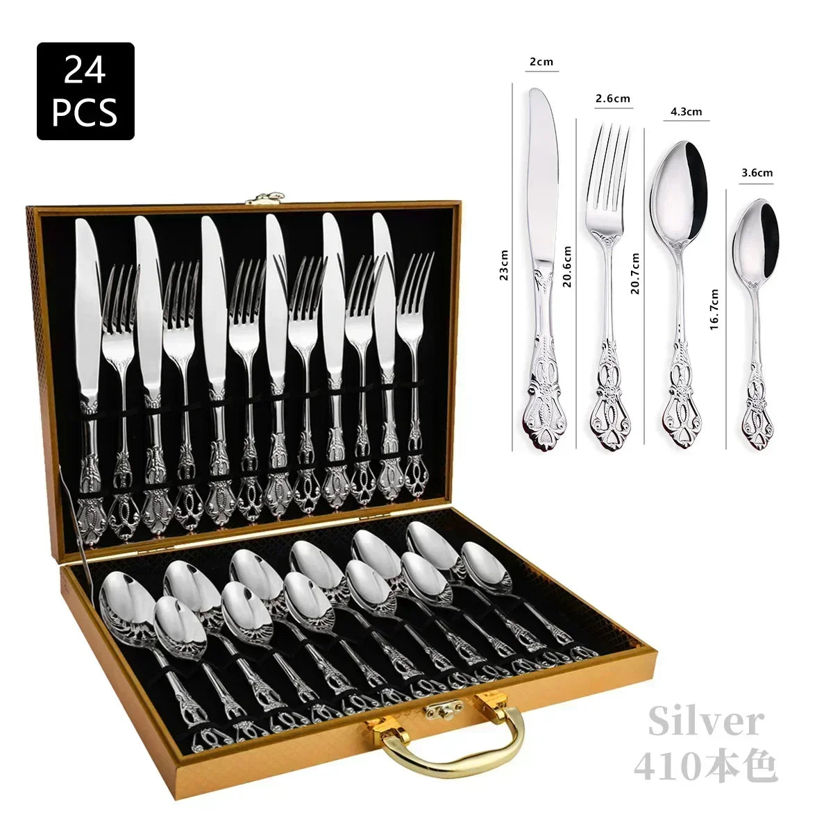 Gold-Plated Stainless Steel Cutlery Set Royal European Spoon Fork Collection — Golden | KIMLUD